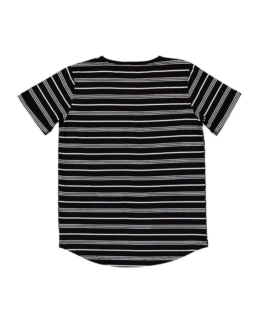 RADICOOL RAD TRIBE TEE IN BLACK AND WHITE STRIPE