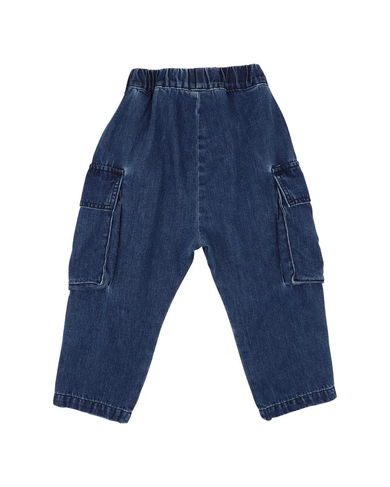 BEBE INDIGO PULL ON CARGO PANTS (3-5)