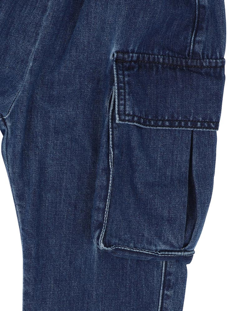 BEBE INDIGO PULL ON CARGO PANTS (3-5)