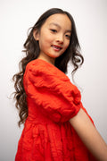 ROCK YOUR BABY RED HEART PUFF SLEEVE DRESS