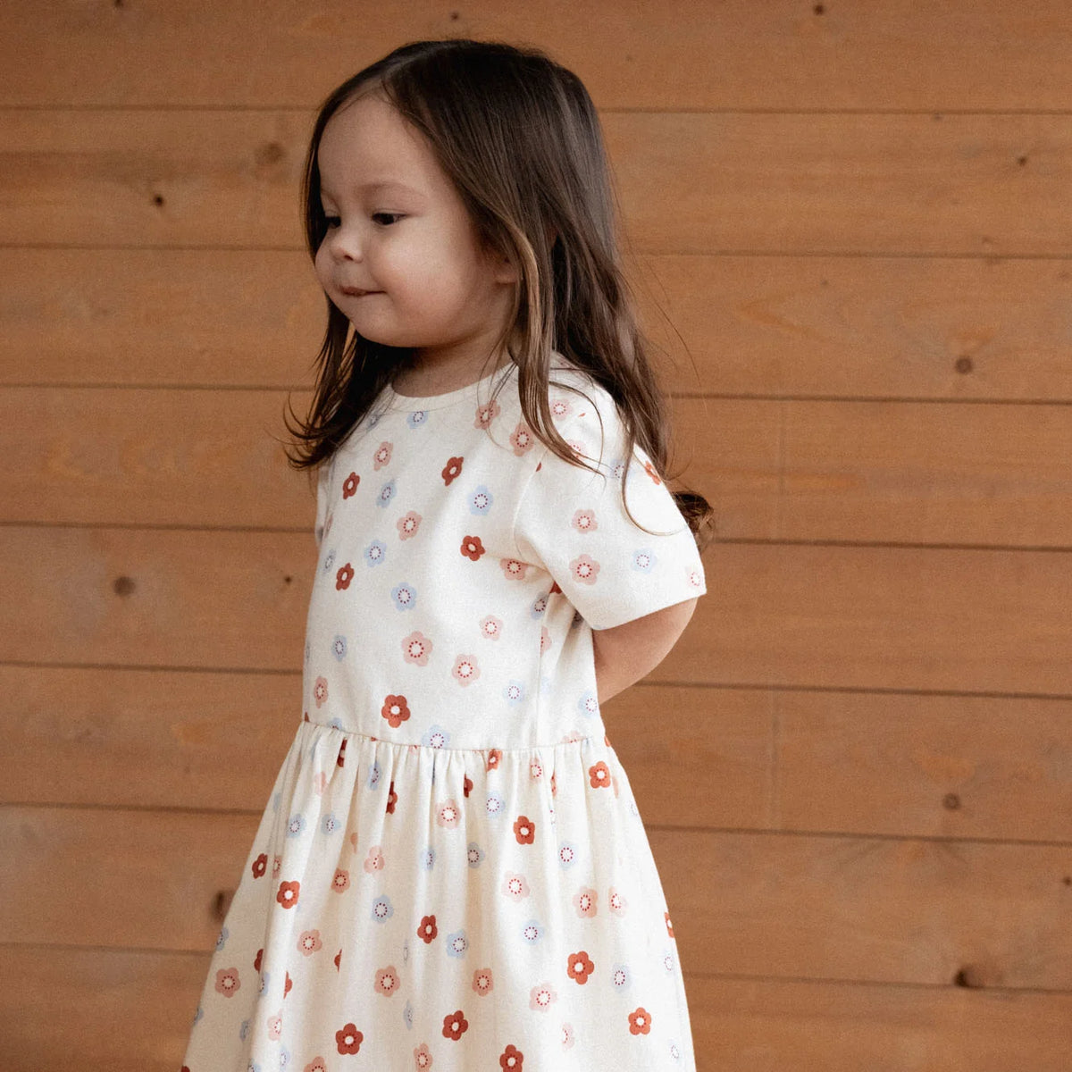 NATURE BABY SATURDAY DRESS PETITE FLORA STAMP PRINT