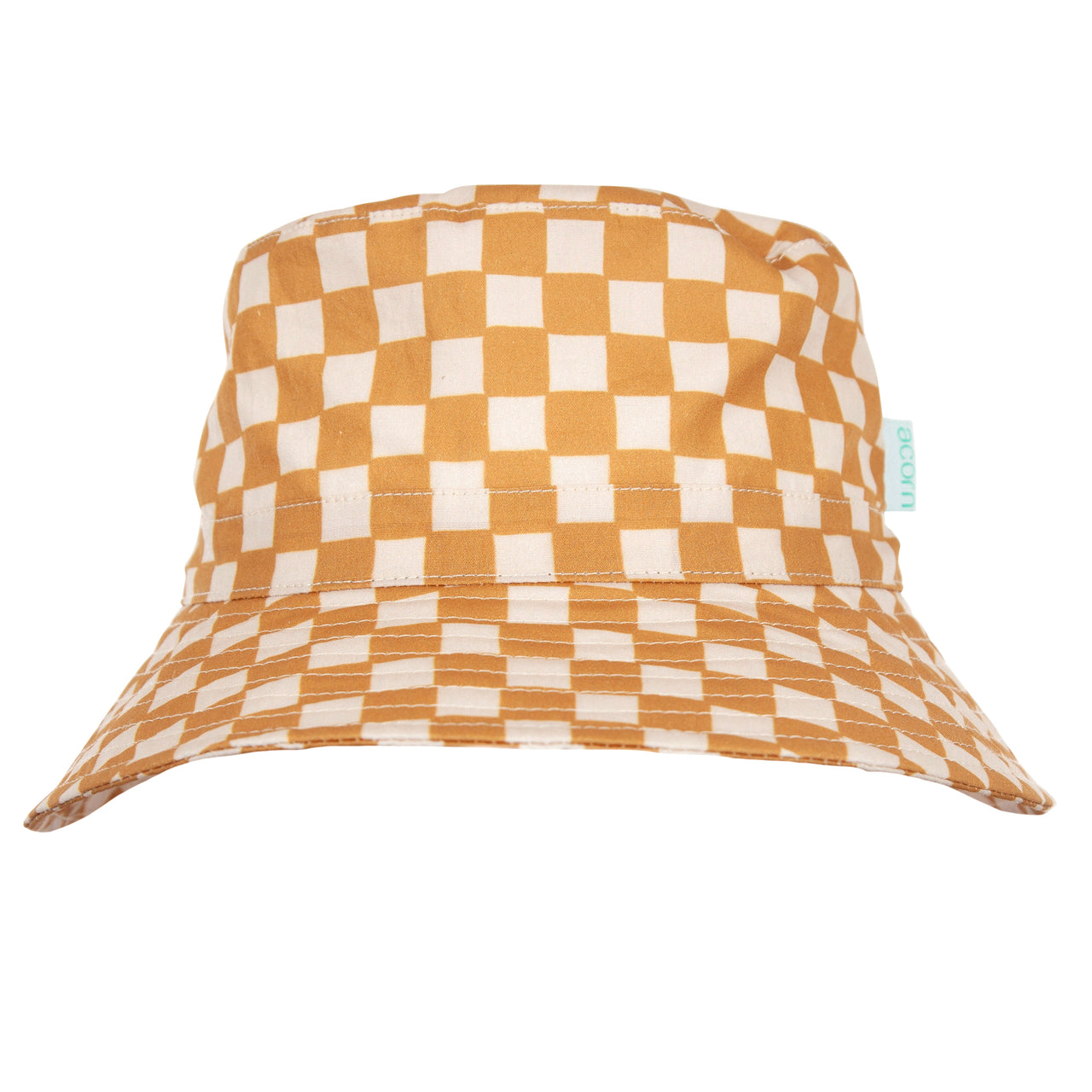 ACORN CHECKMATE WIDE BRIM BUCKET HAT - CARAMEL/CREAM