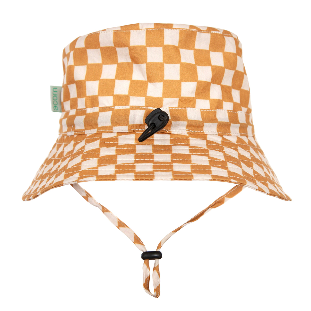 ACORN CHECKMATE WIDE BRIM BUCKET HAT - CARAMEL/CREAM