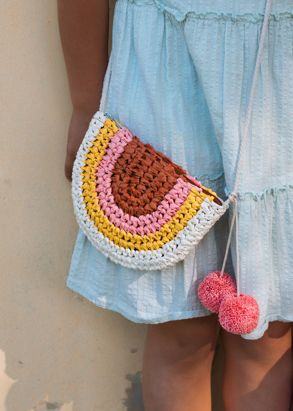 ACORN NATURAL RAINBOW STRAW BAG-NAT/PEACH/PINK