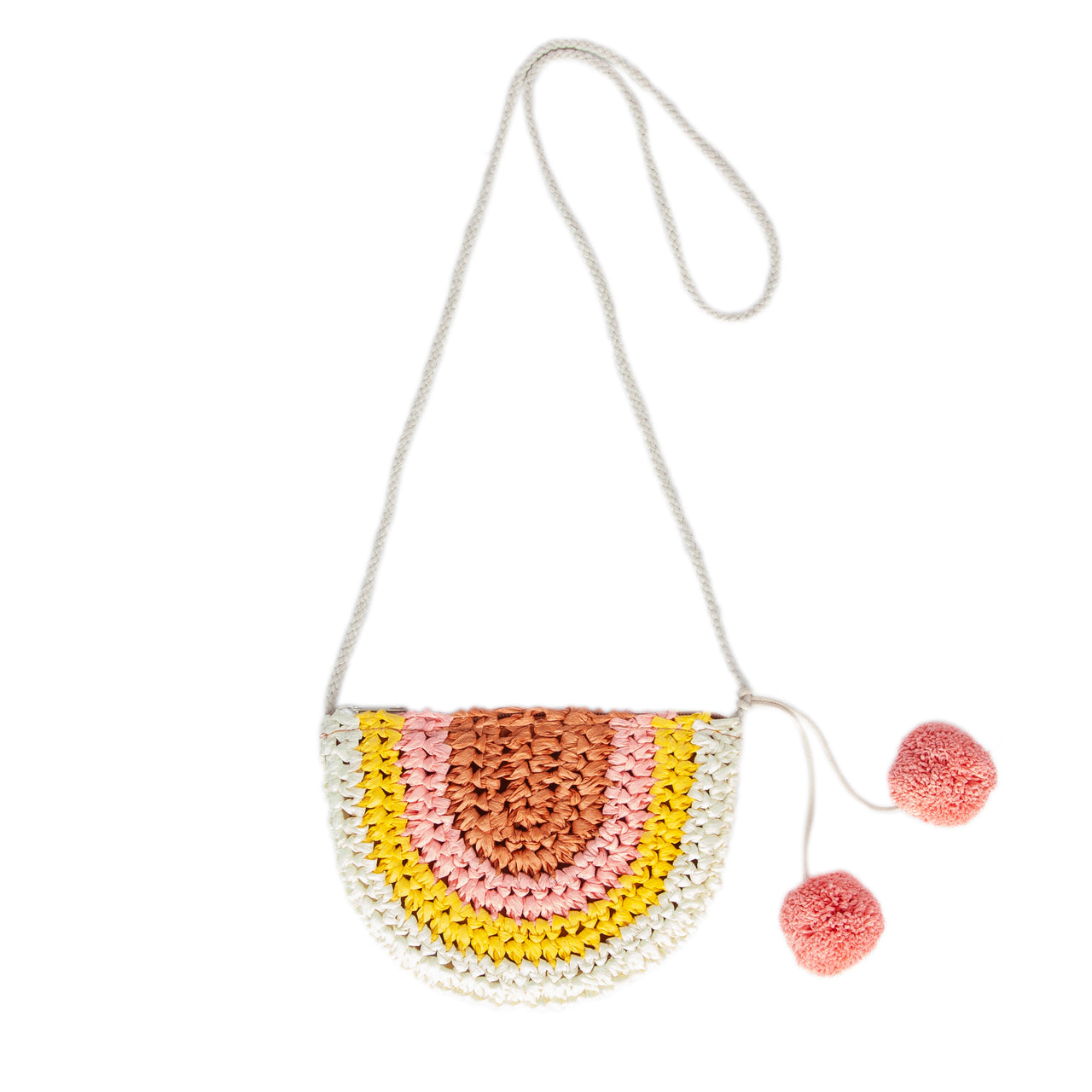 ACORN NATURAL RAINBOW STRAW BAG-NAT/PEACH/PINK