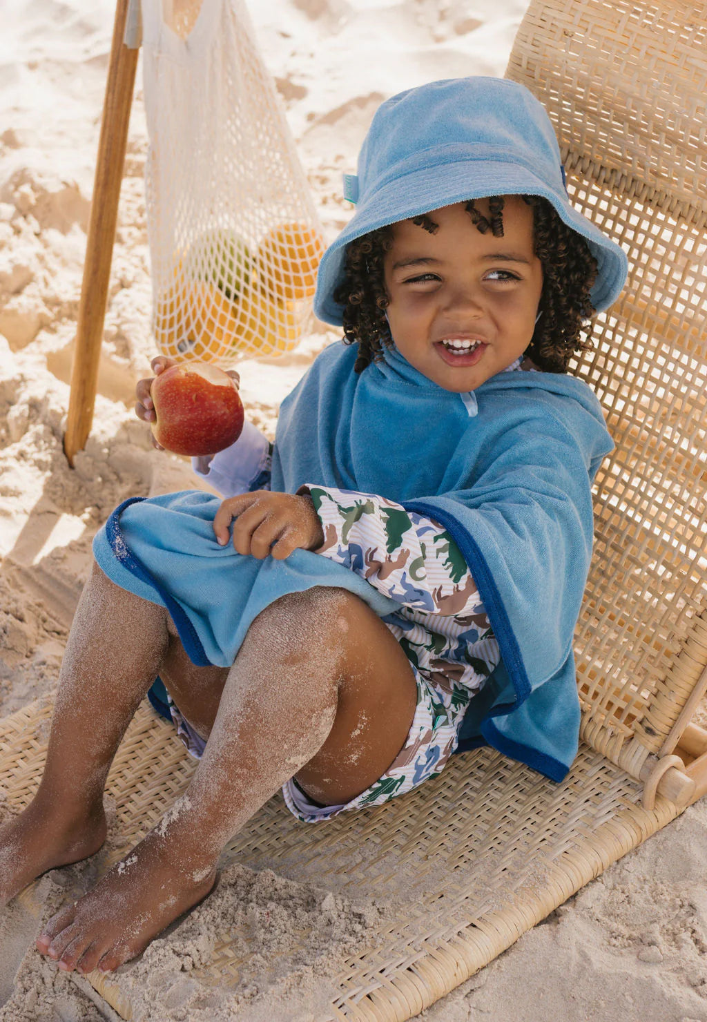 ACORN MID BLUE TERRY TOWELLING HOODED TOWEL