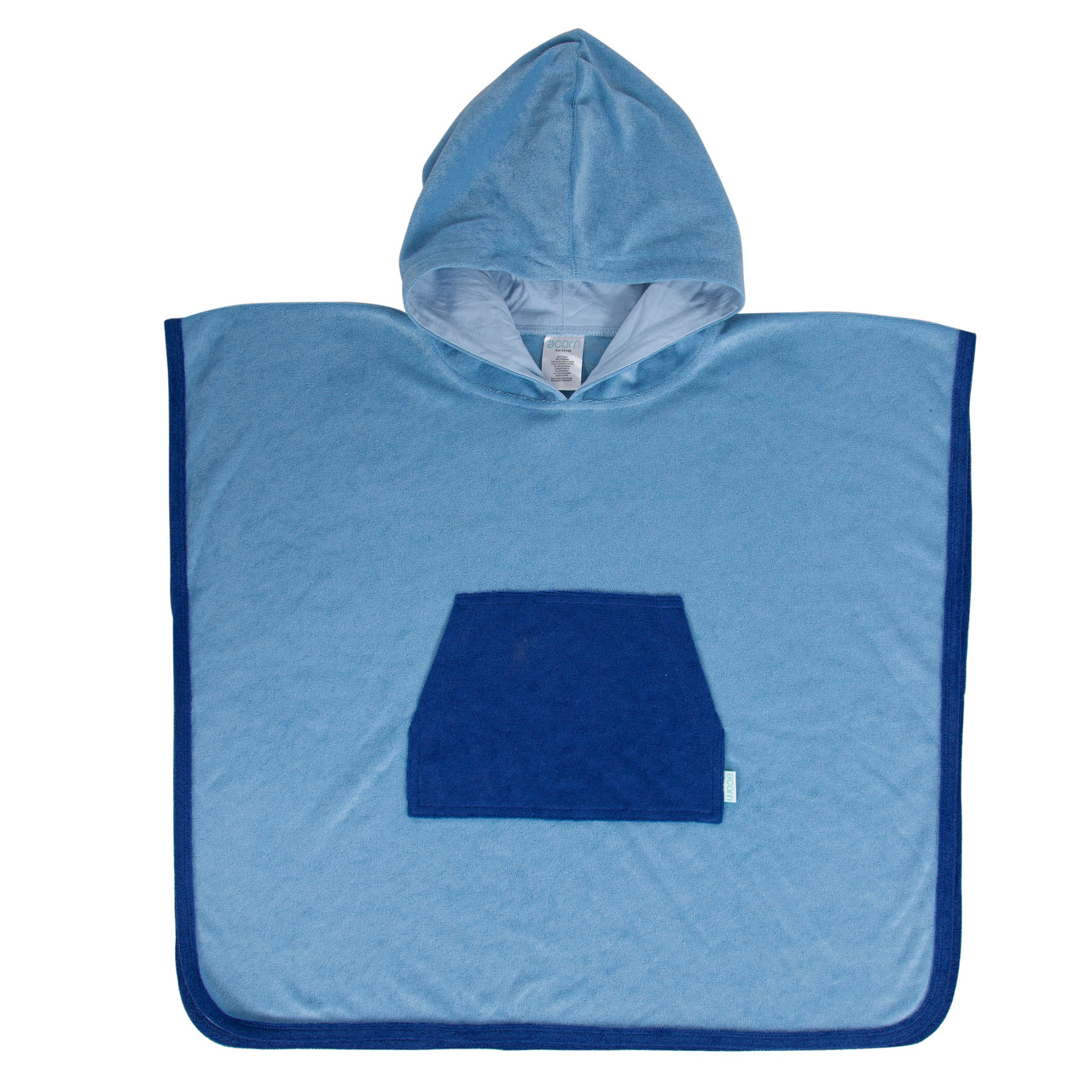 ACORN MID BLUE TERRY TOWELLING HOODED TOWEL