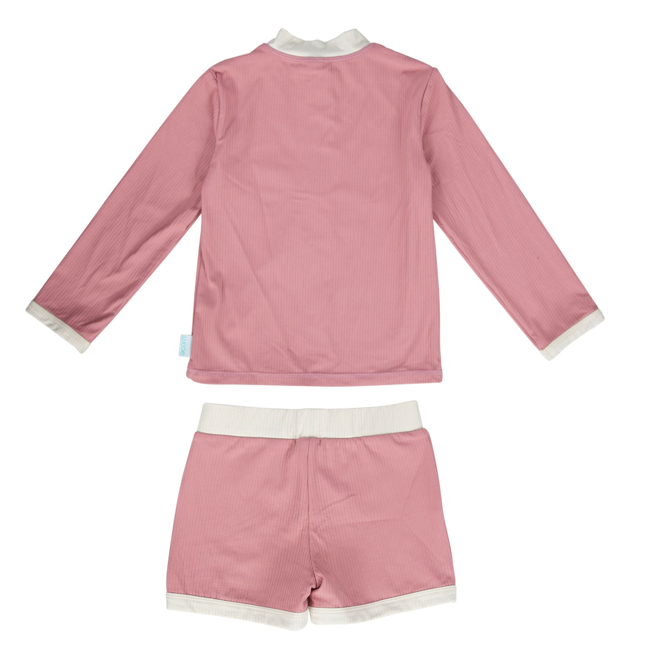 ACORN WILD ROSE UPF50+ ZIP RASHIE TOP AND SHORTS SET- DUSTY PINK/CREAM