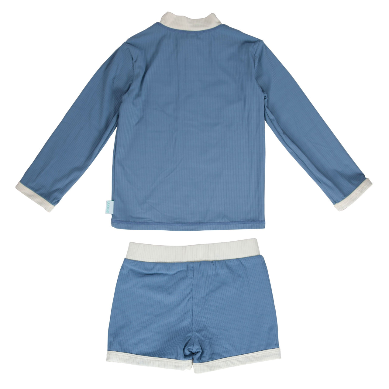 ACORN ATLANTIC UPF50+ ZIP RASHIE TOP AND SHORTS SET - BLUE/CREAM