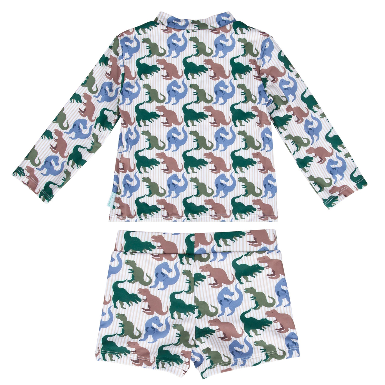 ACORN T-REX UPF50+ ZIP RASHIE TOP AND SHORT SETS - BLUE/BROWN/GREEN