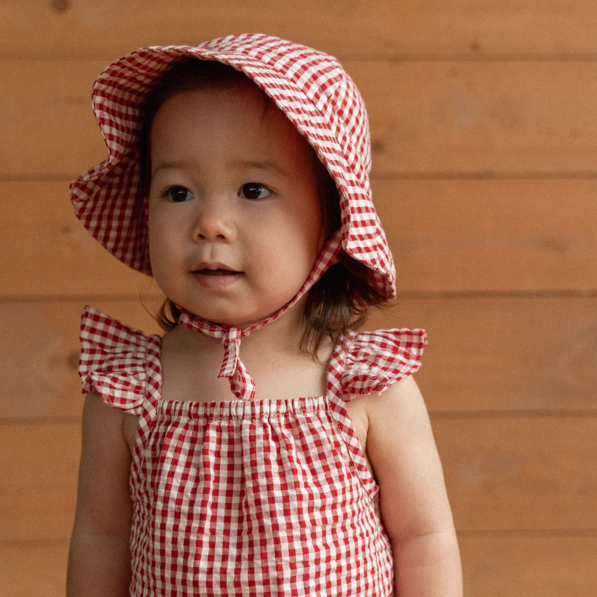 NATURE BABY SUNHAT RED GINGHAM