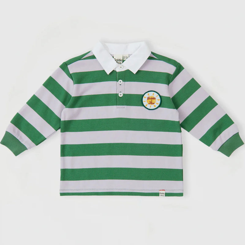 GOLDIE & ACE GAME ON WIDE STRIPE RUGBY GREEN CLOUD
