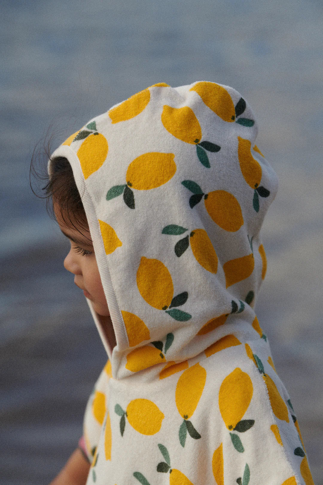 NATURE BABY ORGANIC COTTON PONCHO TOWEL LEMON PRINT