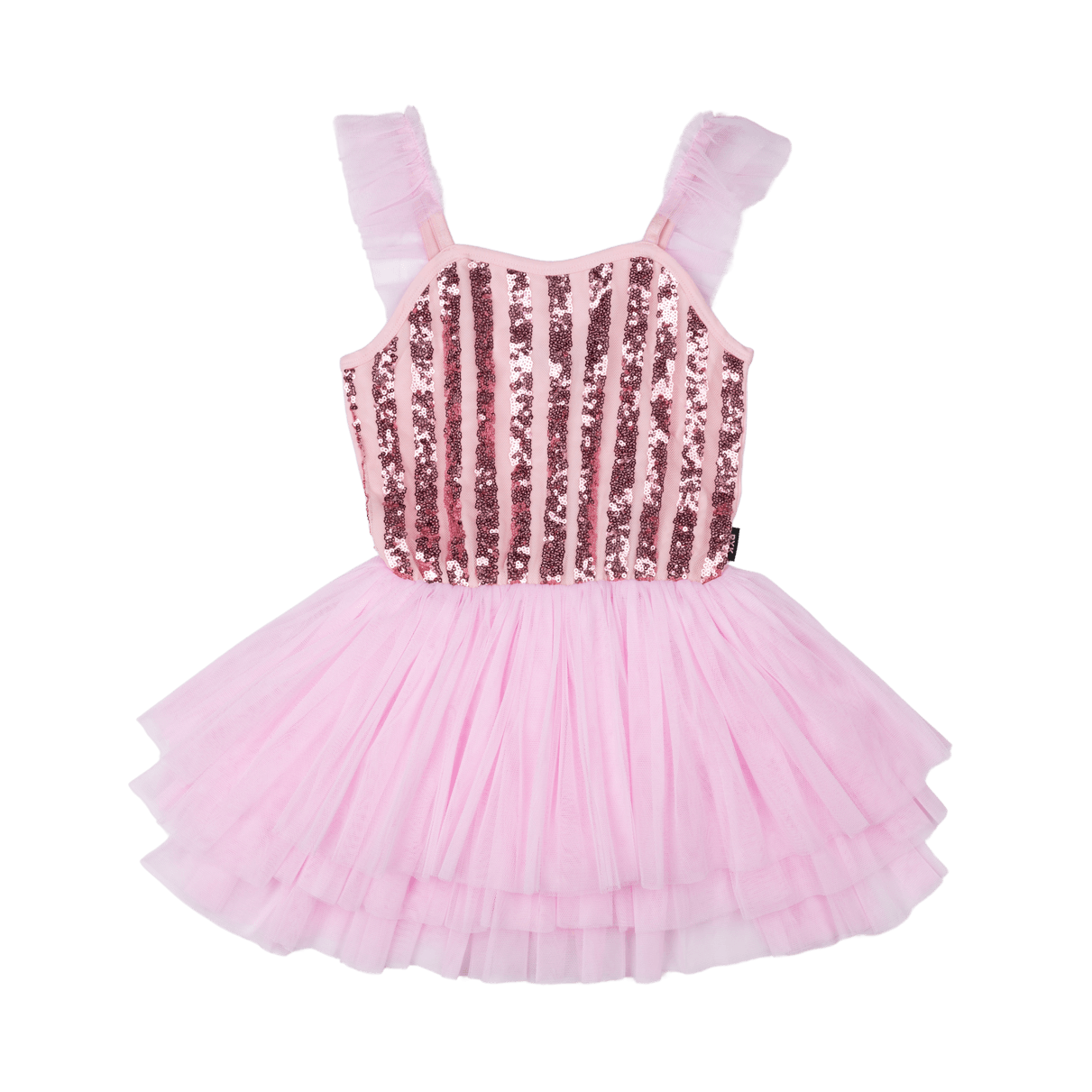 ROCK YOUR BABY PINK STRIPE SEQUIN TULLE LEOTARD DRESS