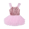 ROCK YOUR BABY PINK STRIPE SEQUIN TULLE LEOTARD DRESS