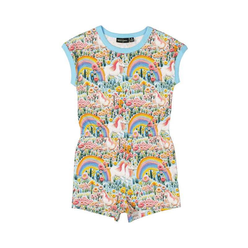 ROCK YOUR BABY EMBROIDERED UNICORNS ROMPER