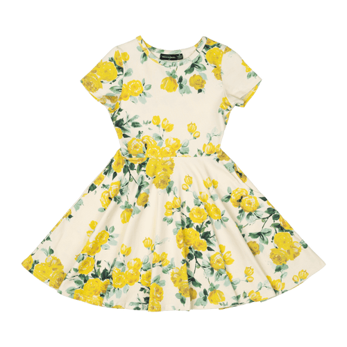 ROCK YOUR KID YELLOW ROSES WAISTED DRESS