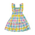 ROCK YOUR BABY SUMMER TIME PLAID SHIRRED DRESS