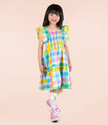 ROCK YOUR BABY SUMMER TIME PLAID SHIRRED DRESS