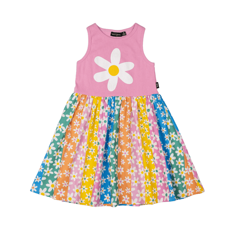 ROCK YOUR BABY FLORAL STRIPES SINGLET DRESS