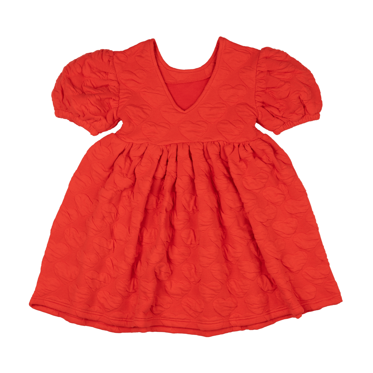 ROCK YOUR BABY RED HEART PUFF SLEEVE DRESS