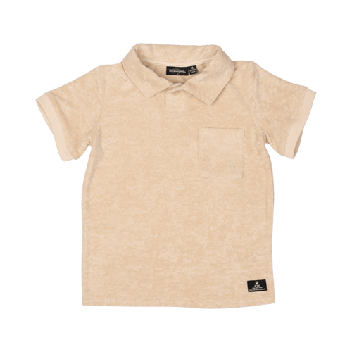 ROCK YOUR KID PUMICE TERRY TOWELLING POLO T-SHIRT