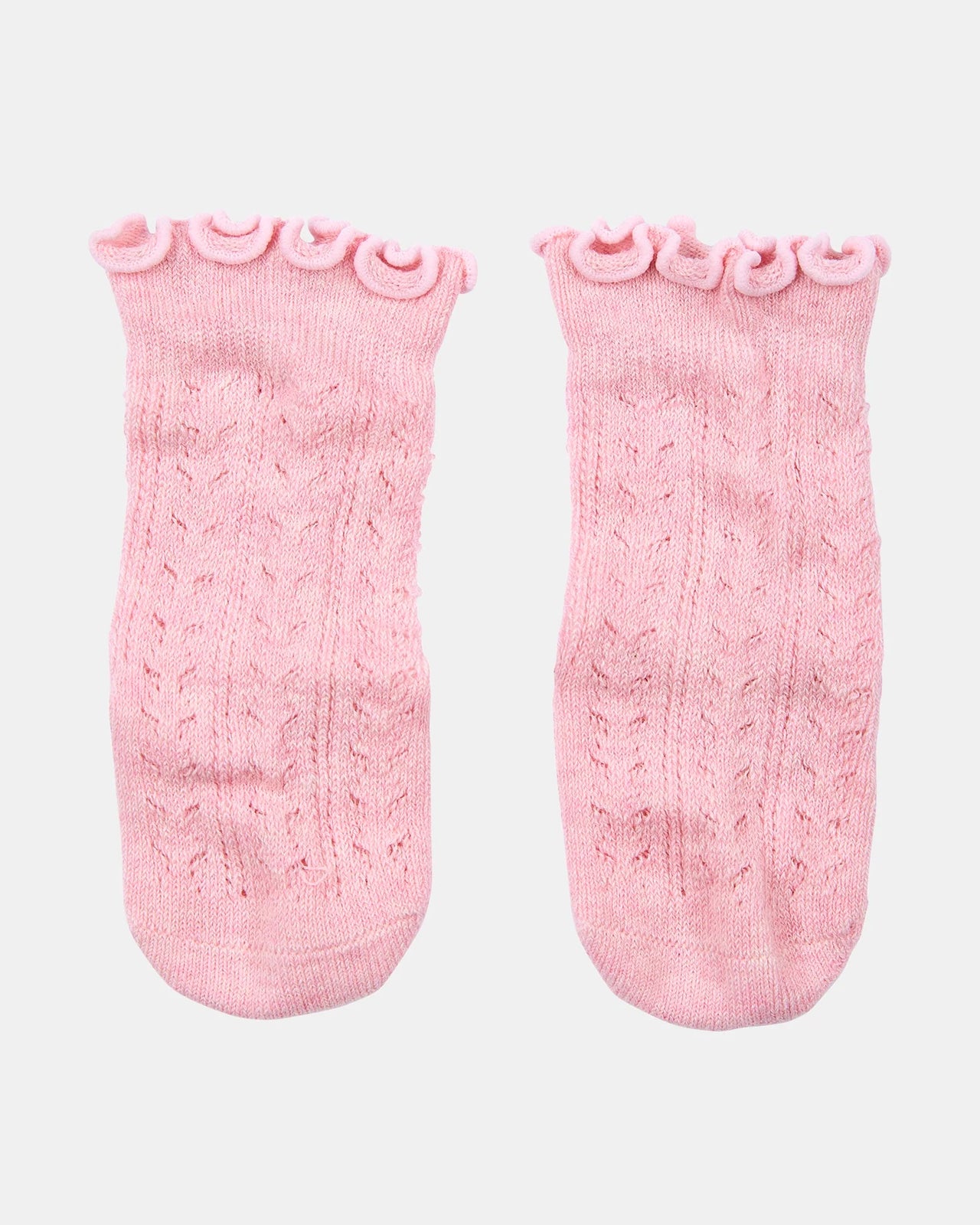 TOSHI KNEE HIGH FRILLY SOCKS MISTY ROSE