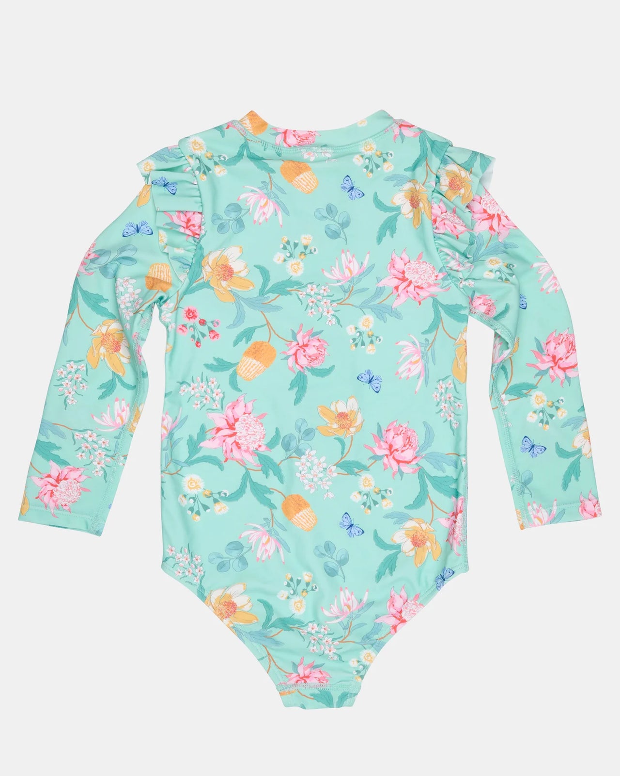 TOSHI SWIM ONESIE LS RIPPLE - WARATAH MINT