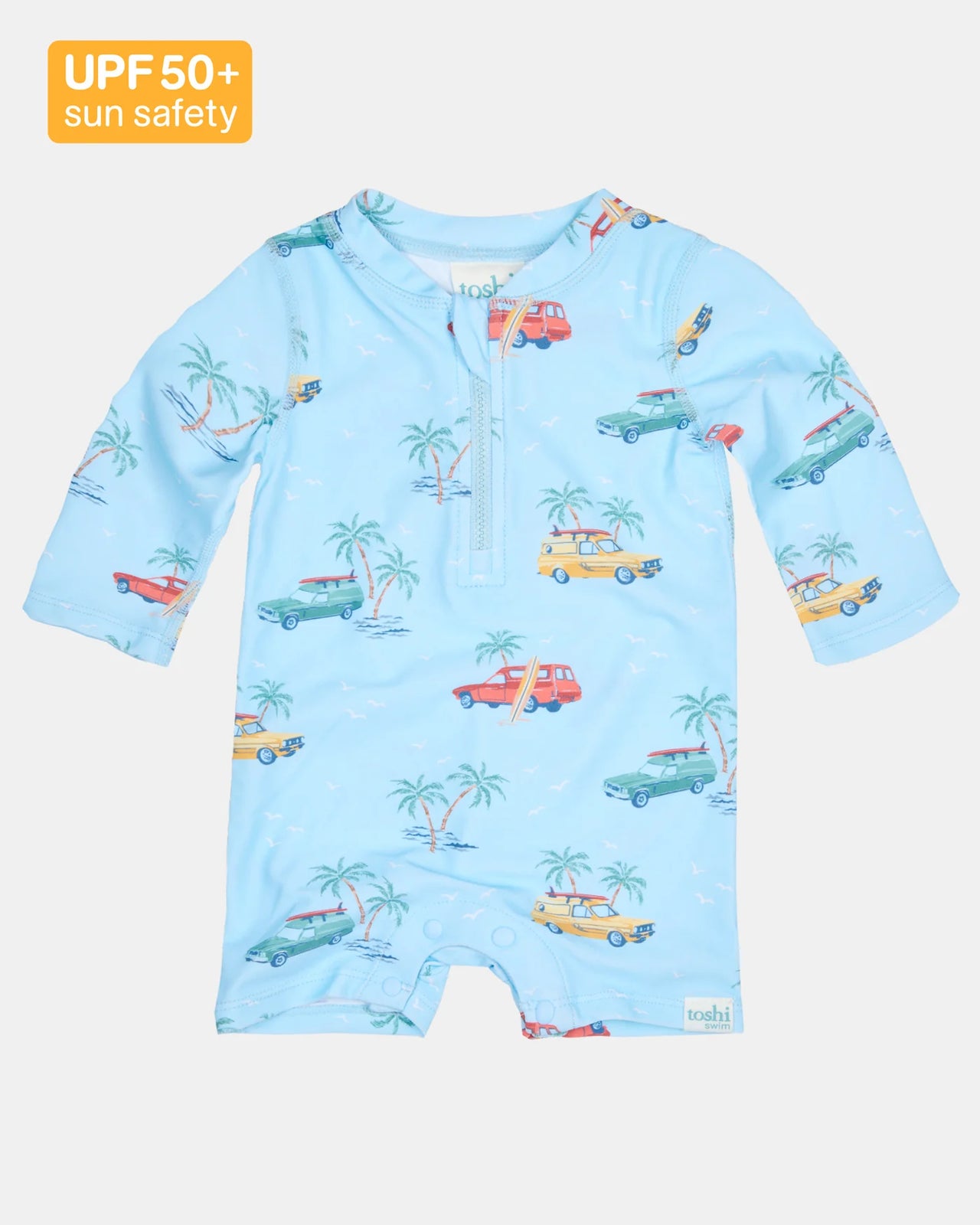 TOSHI SWIM ONESIE LS SPLASH - SWELL SEEKERS SKY