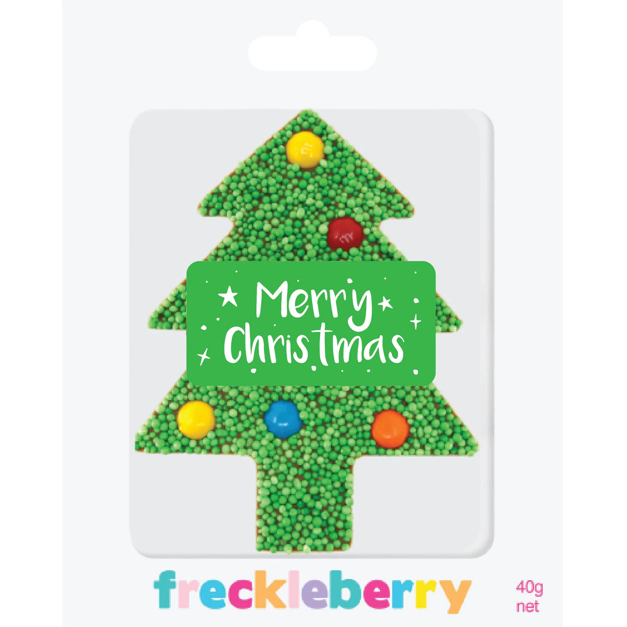FRECKLEBERRY CHRISTMAS GREEN FRECKLE M&M TREE-MERRY CHRISTMAS
