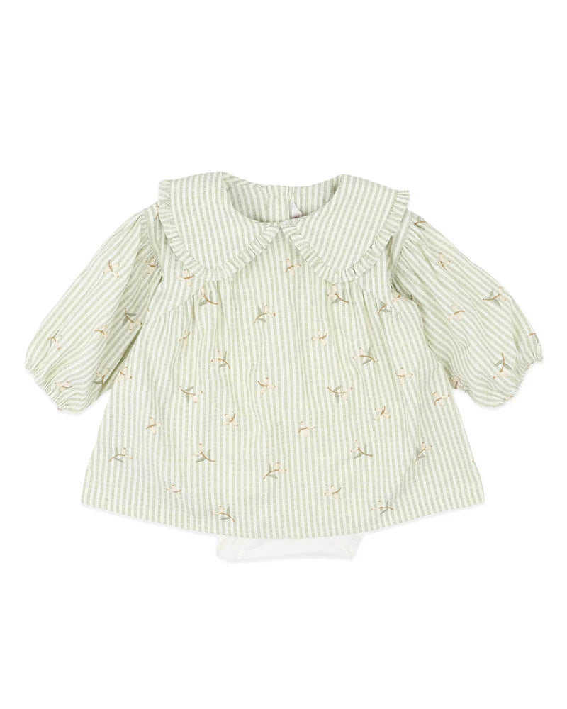 FOX & FINCH ORCHARD BLOOM STRIPE OVERLAY DRESS