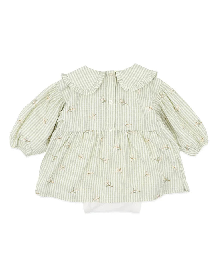 FOX & FINCH ORCHARD BLOOM STRIPE OVERLAY DRESS