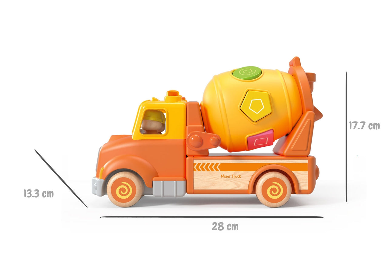 WOODEN FRICTION DUMP TRUCK WITH SOUND AND LIGHT