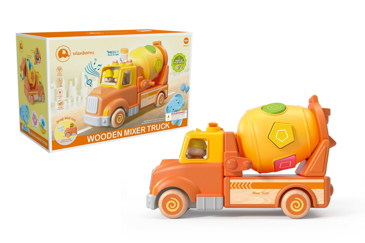 WOODEN FRICTION DUMP TRUCK RECYCLING WITH SOUND AND LIGHT