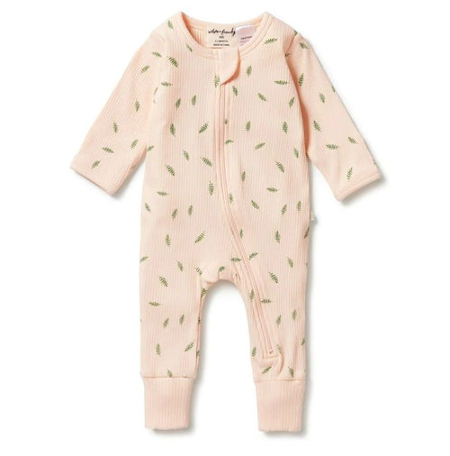 WILSON & FRENCHY ORGANIC RIB ZIPSUIT - FALLING LEAF