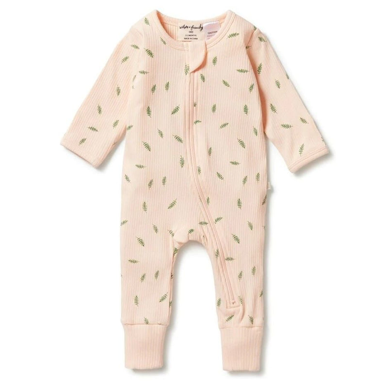 WILSON & FRENCHY ORGANIC RIB ZIPSUIT - FALLING LEAF