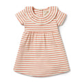 WILSON & FRENCHY ORGANIC STRIPE PETIT ROUGE RUFFLE DRESS