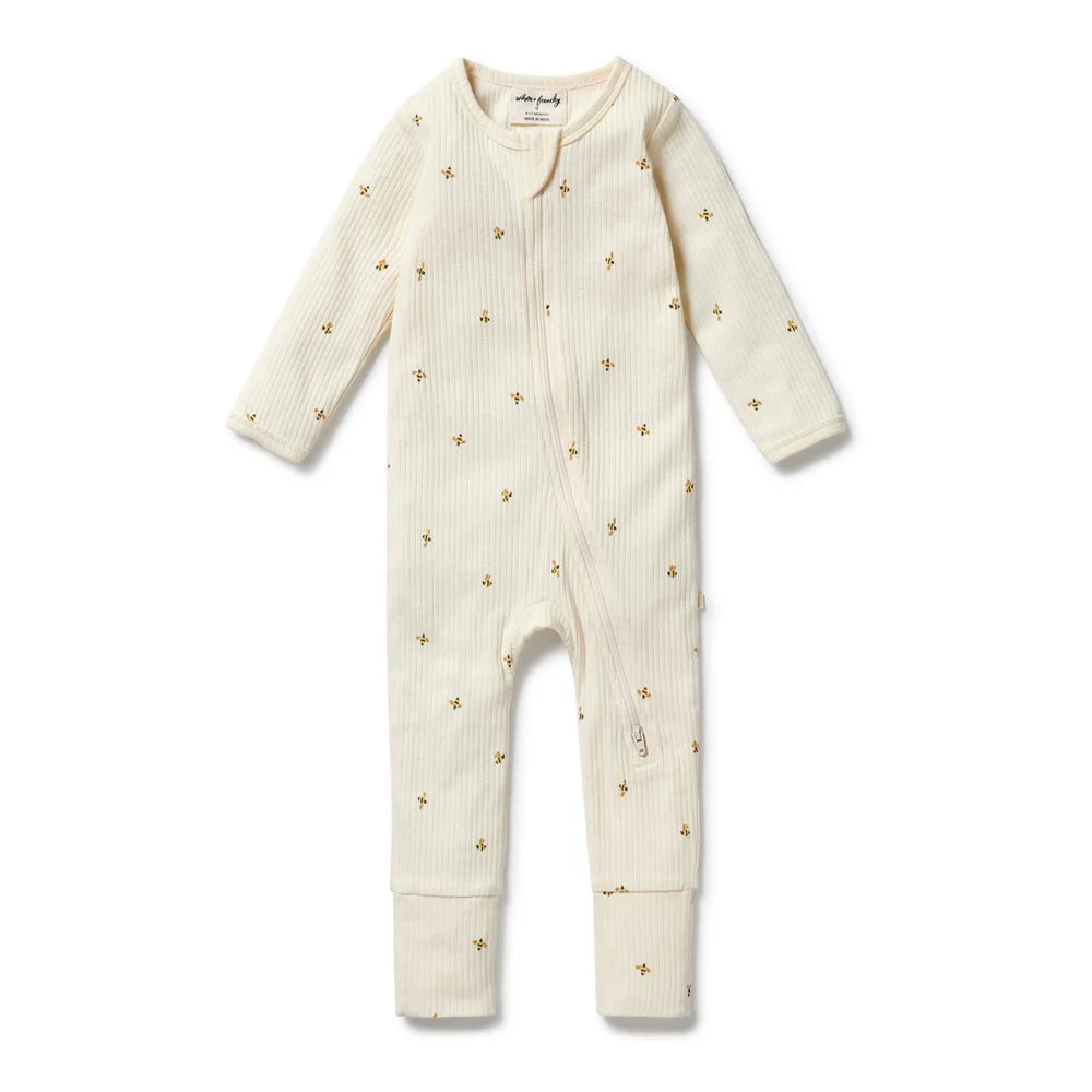 WILSON & FRENCHY BEE MINE ORGANIC ZIPSUIT WITH FEET
