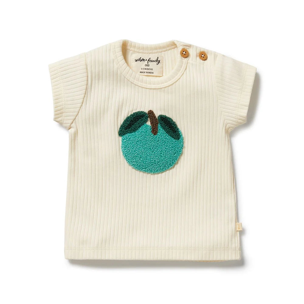 WILSON & FRENCHY APPLE PAPPLE EMBROIDERED ORGANIC TEE