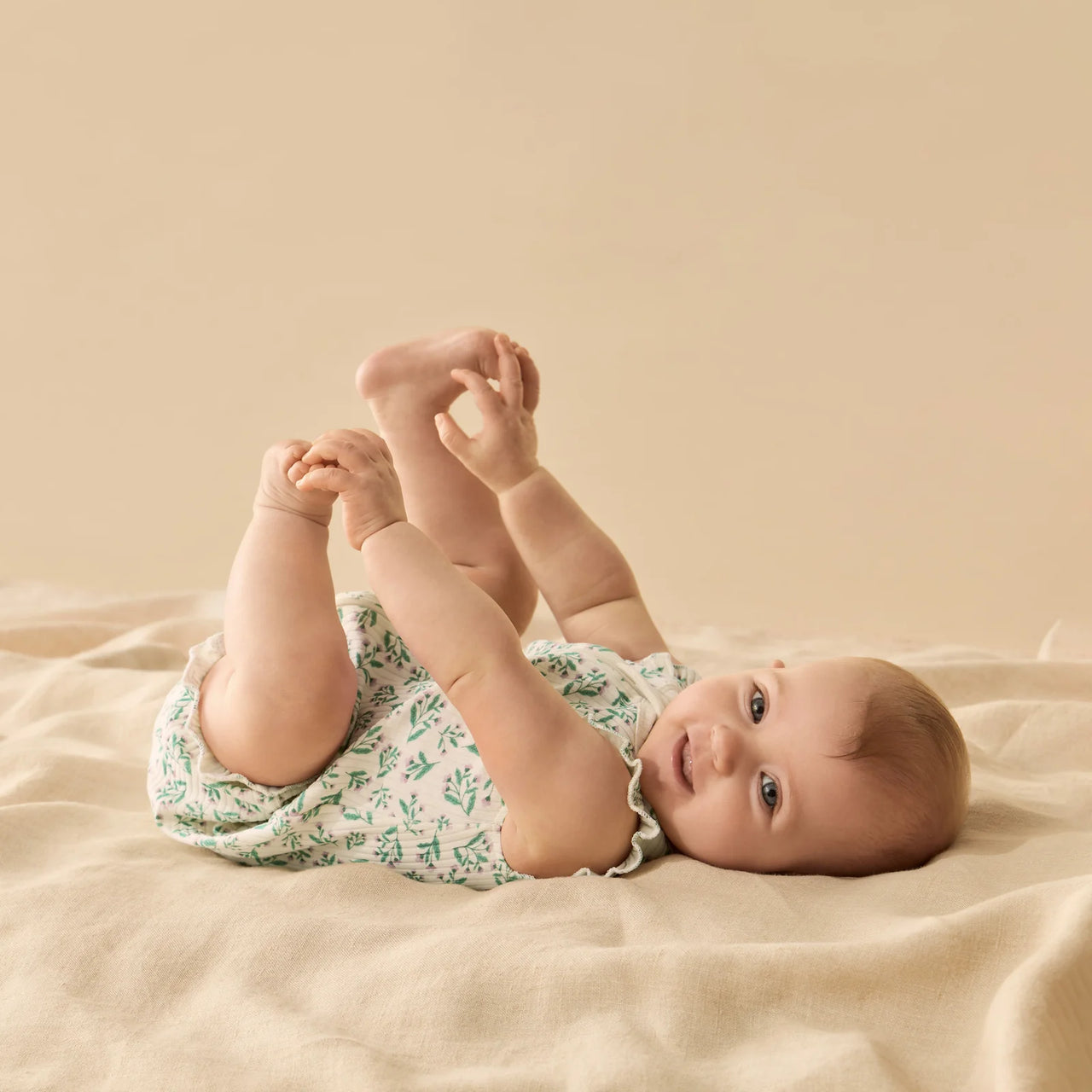 WILSON & FRENCHY PERIWINKLE ORGANIC RUFFLE ZIPSUIT
