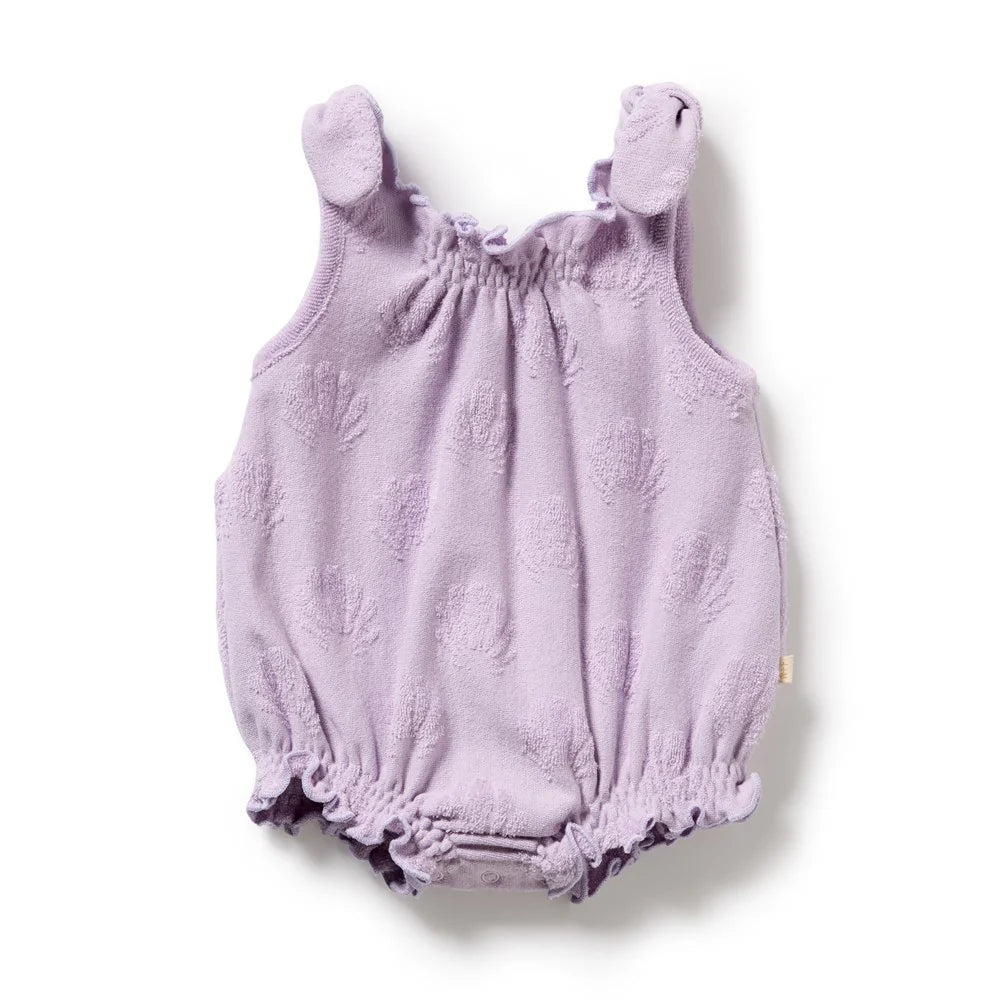 WILSON & FRENCHY LAVENDER SHELLS ORG TERRY TIE PLAYSUIT