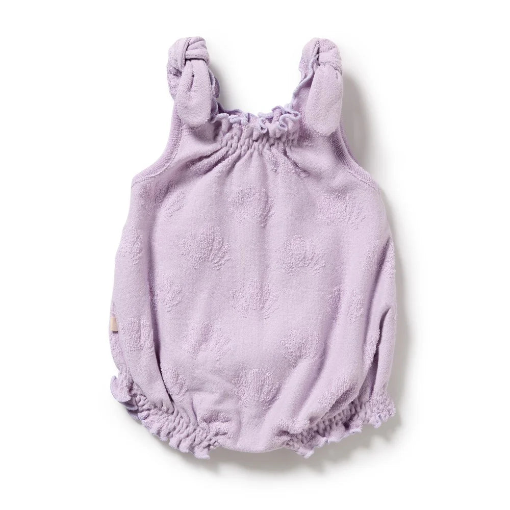 WILSON & FRENCHY LAVENDER SHELLS ORG TERRY TIE PLAYSUIT
