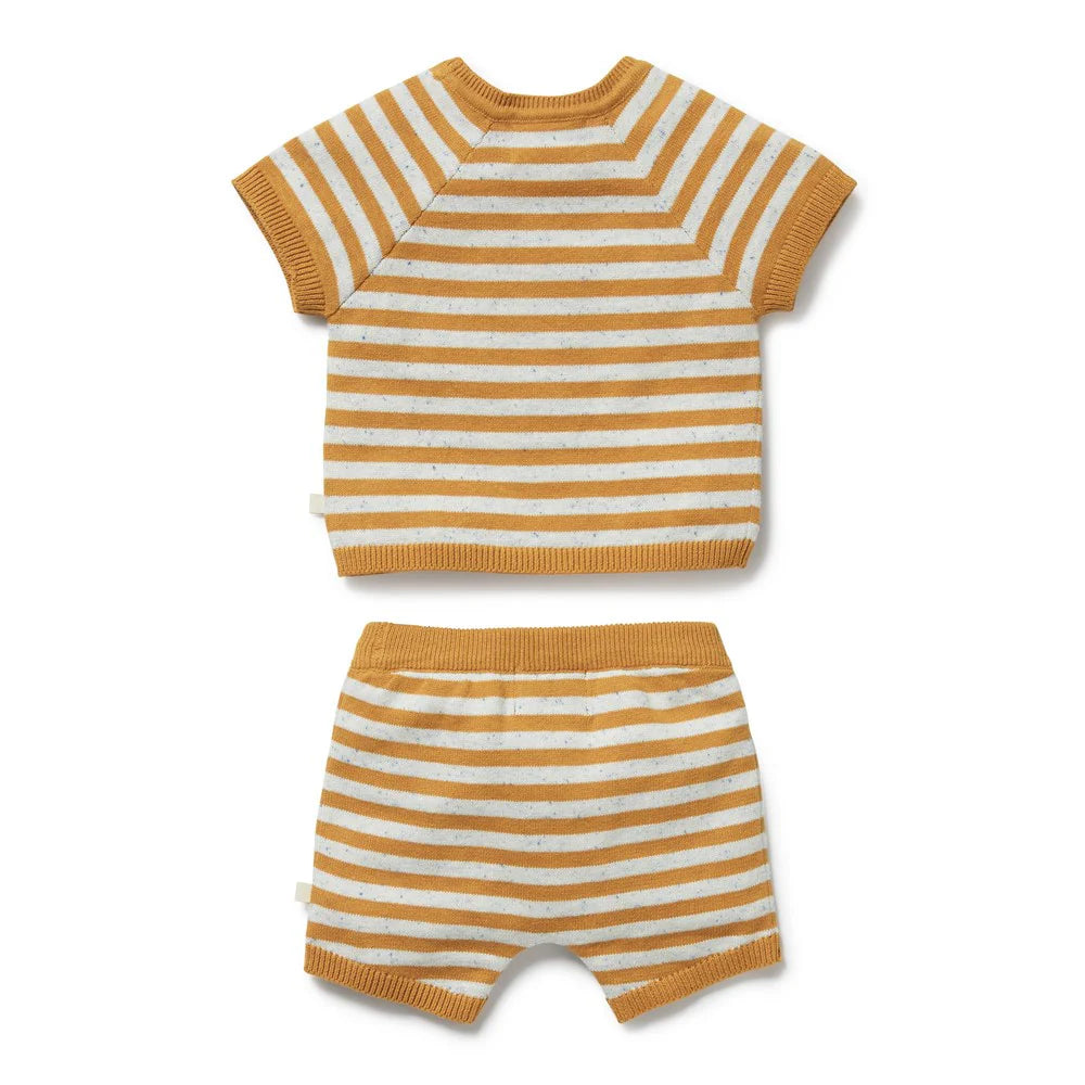 WILSON & FRENCHY GOLDEN WAVE STRIPE ORGANIC KNITTED SET