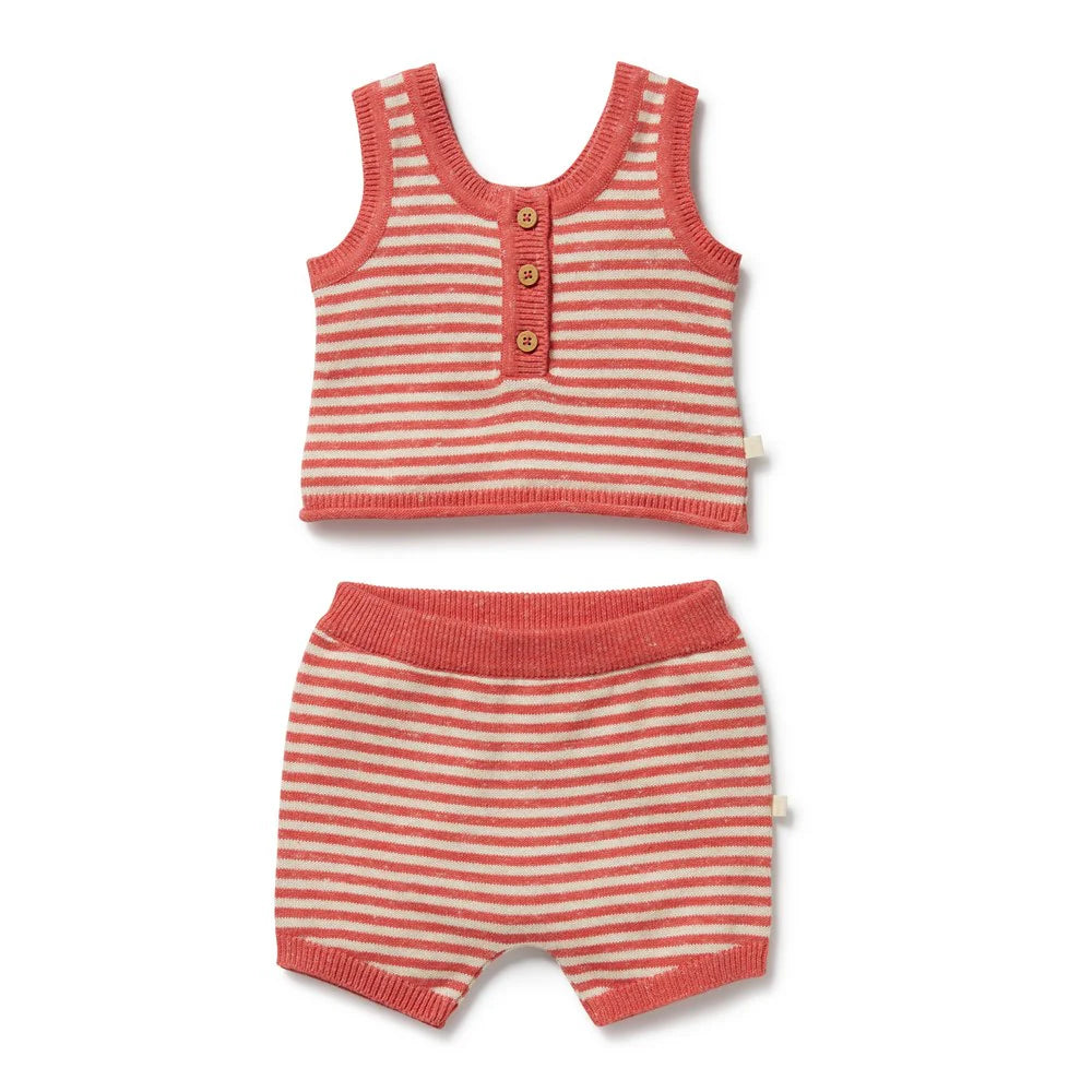 WILSON & FRENCHY STRAWBERRY SWIRL ORG KNITTED STRIPE SET