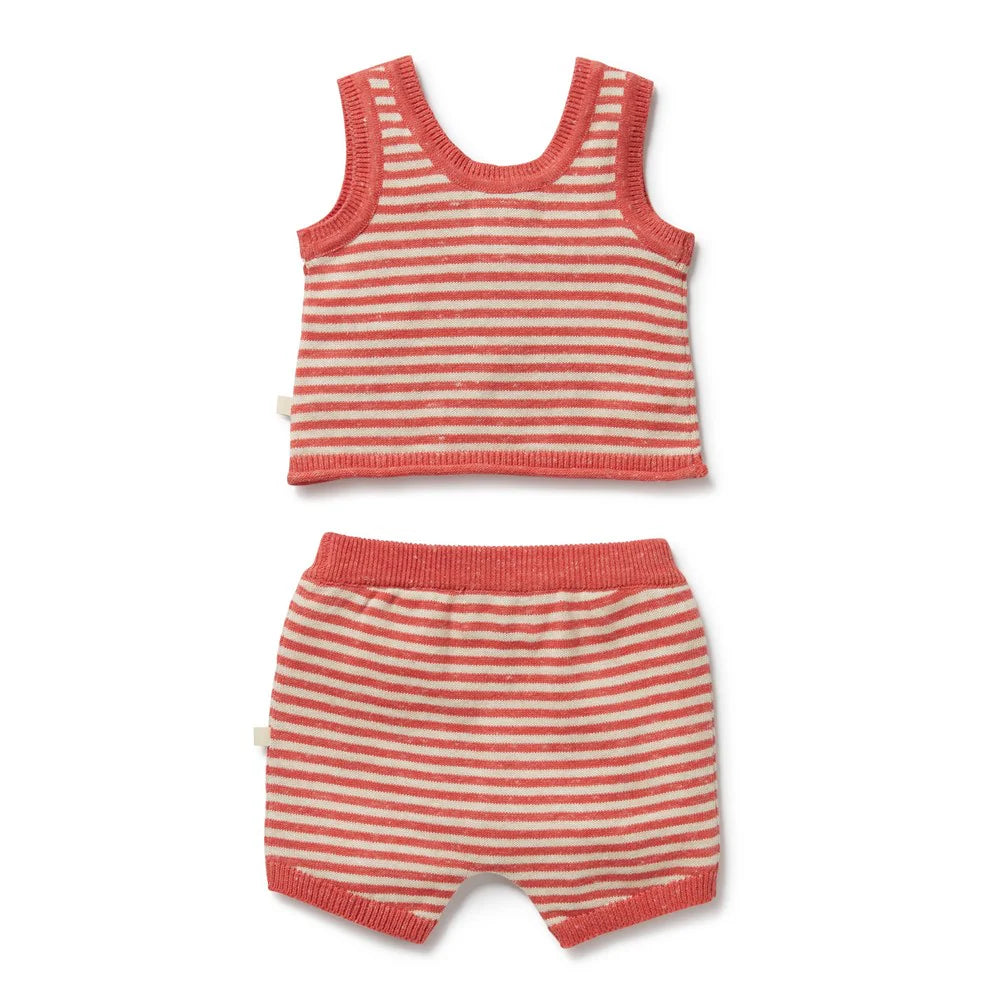 WILSON & FRENCHY STRAWBERRY SWIRL ORG KNITTED STRIPE SET