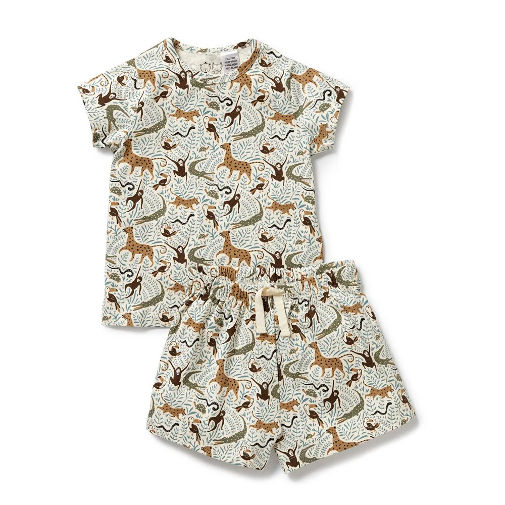 WILSON & FRENCHY MINI JUNGLE ORGANIC SHORT SLEEVE PYJAMAS