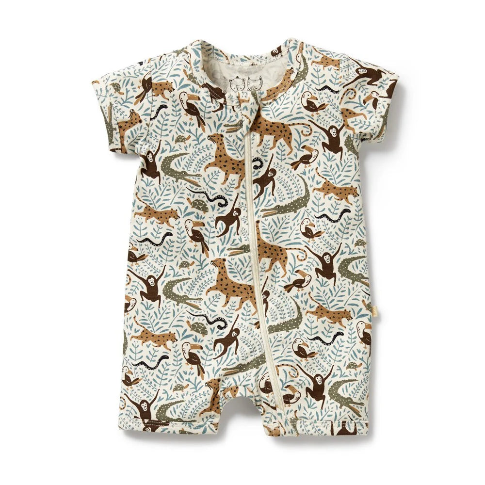 WILSON & FRENCHY MINI JUNGLE ORGANIC BOYLEG ZIPSUIT