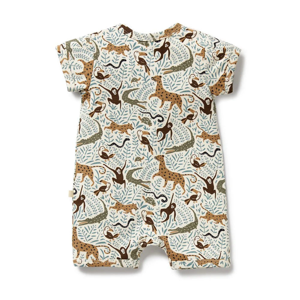 WILSON & FRENCHY MINI JUNGLE ORGANIC BOYLEG ZIPSUIT