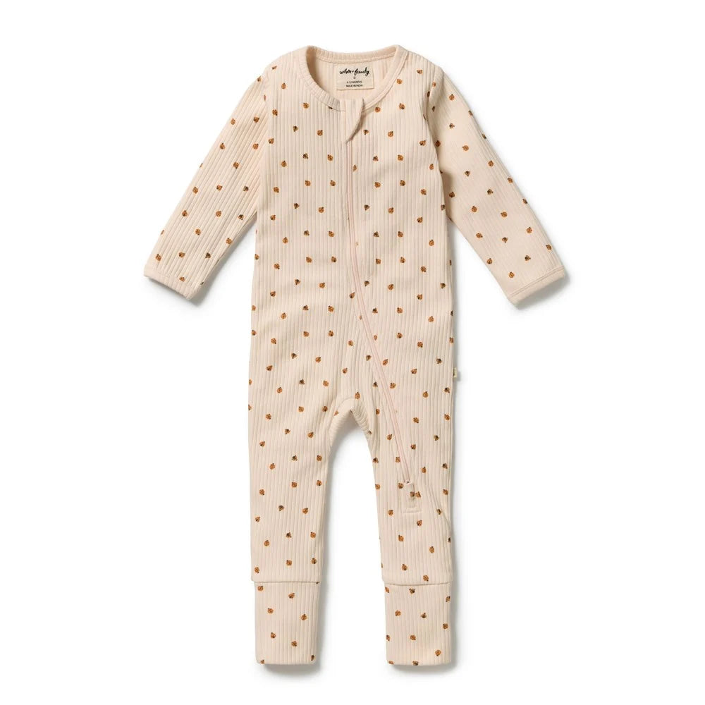 WILSON & FRENCHY LITTLE LADY BUGS ORG ZIPSUIT W FEET