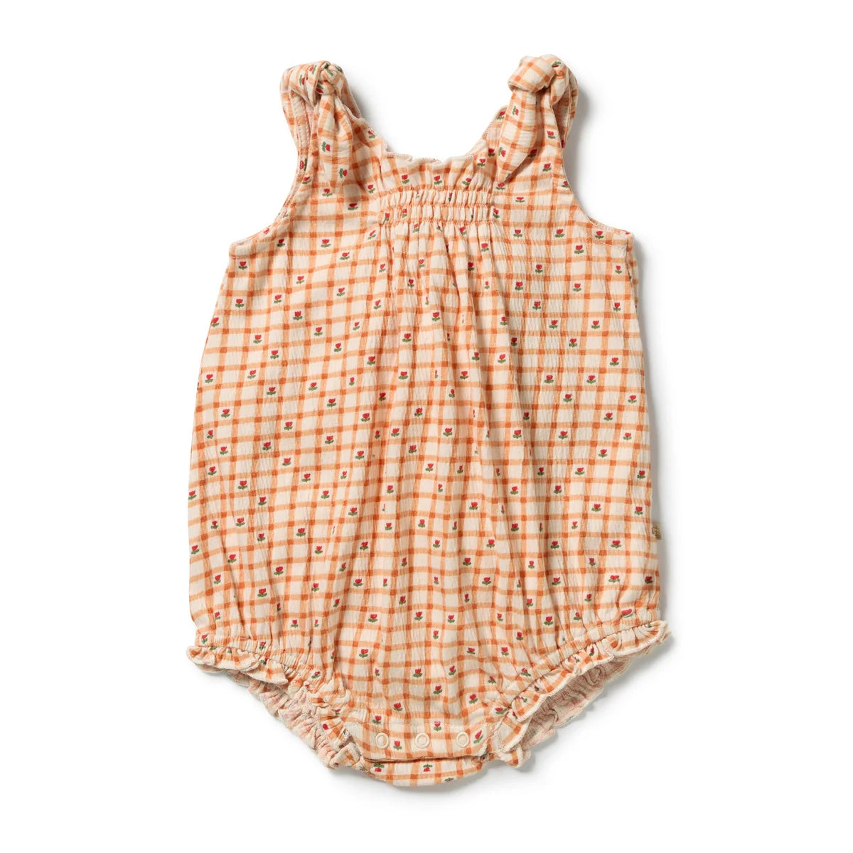 WILSON & FRENCHY CHECKERBERRY CRINKLE TIE PLAYSUIT